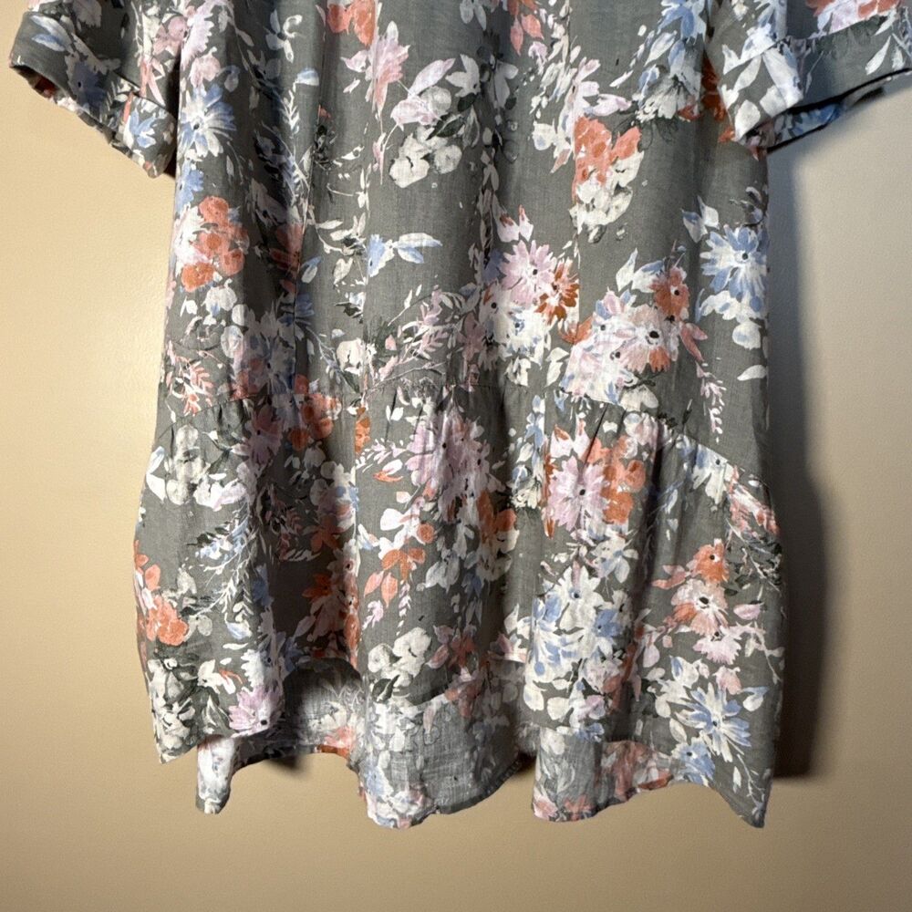 J. Jill Love Linen Women's Lagenlook Floral Caraway Ruffle Hem Dress Sz 3XL - Picture 6 of 16